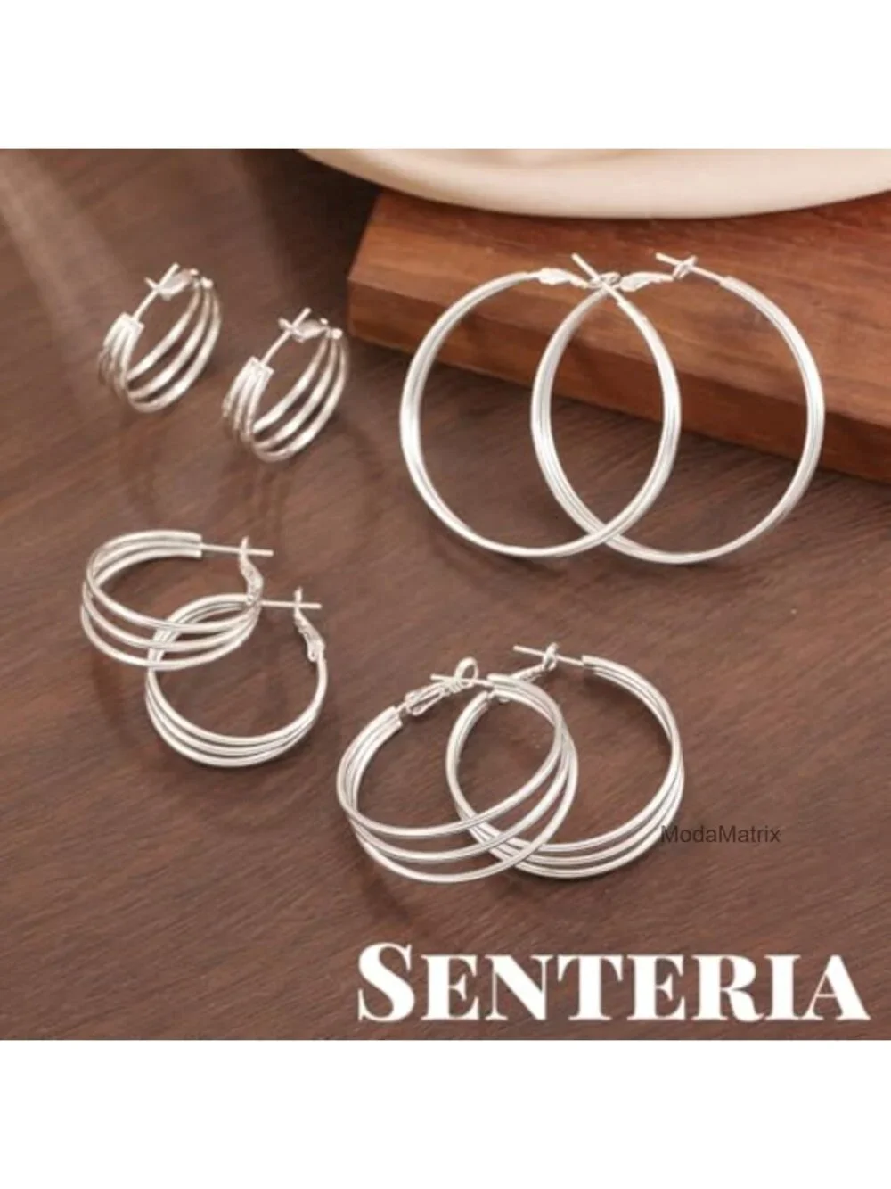 925 Sterling Silver Post Hoop Earrings Hypoallergenic Gold Plated Chunky Triple